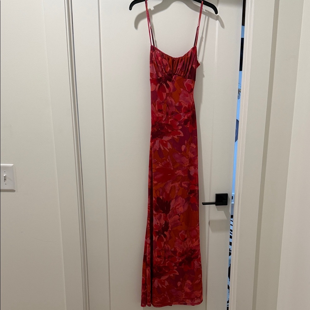 Blue Blush Vibrant Red Mesh Dress
